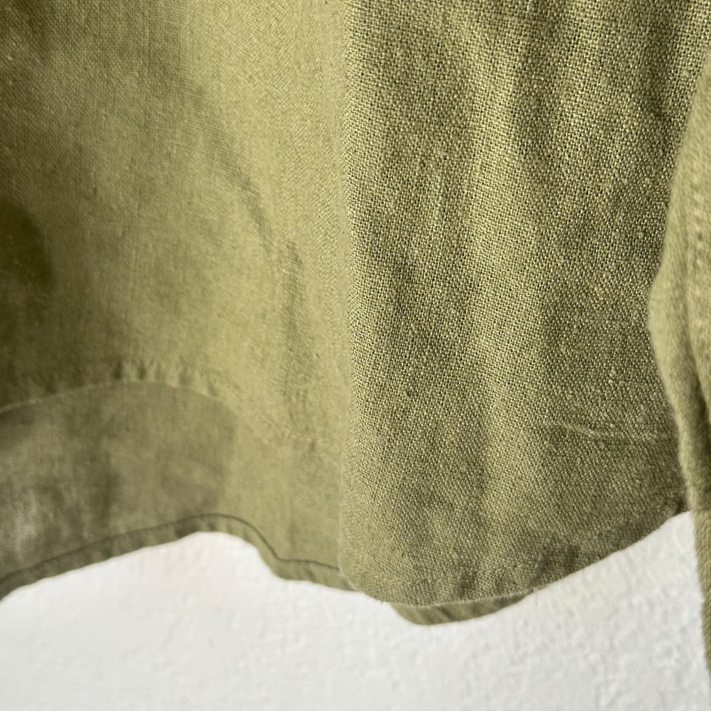 Olive Green Women's Button Down Shirt Relaxed Fit - Picture 3 of 6